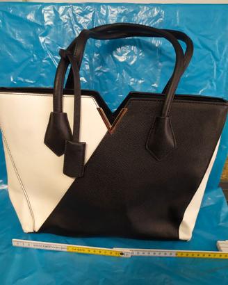 Borsa tracolla donna Bianco e nero 35cm