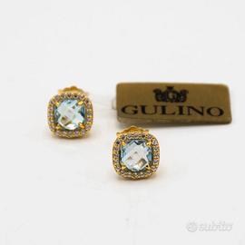 Orecchini oro giallo 18 kt topazio azzurro A.700