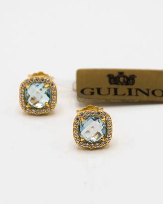 Orecchini oro giallo 18 kt topazio azzurro E.335