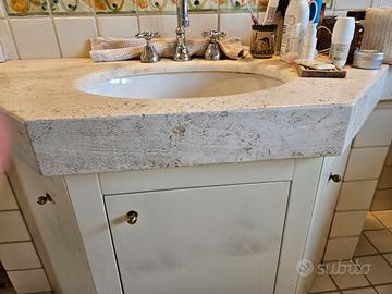 Piano marmo travertino romano per bagno