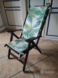 Sedia sdraio stile nautica pieghevole in legno