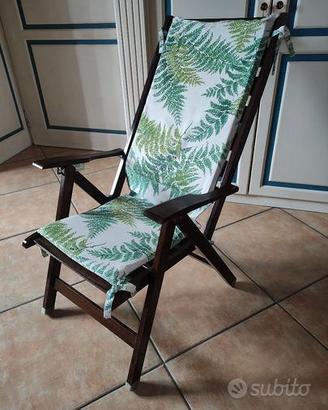 Sedia sdraio stile nautica pieghevole in legno