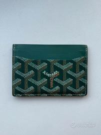 portacarte goyard verde con scatola.