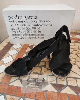 Pedro Garcia sandali neri suede con tacco