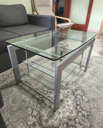 Tavolino da salotto in vetro e metallo