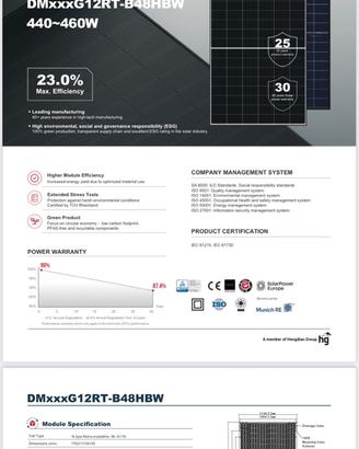 Moduli fotovoltaici DMEGC 460watt