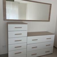 Cassettiera design moderna bianco/legno – capiente