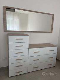 Cassettiera design moderna bianco/legno – capiente