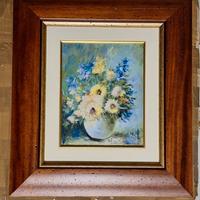 Quadro floreale olio su tela firmato H. Sutera
