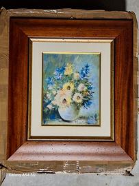 Quadro floreale olio su tela firmato H. Sutera
