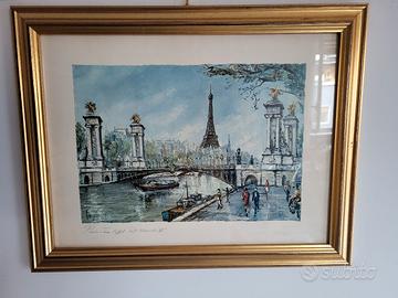 litografia Pedro Vargas Parigi torre Eiffel