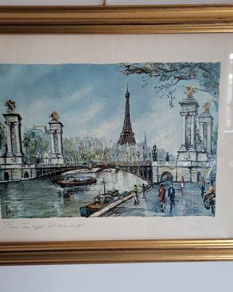 litografia Pedro Vargas Parigi torre Eiffel