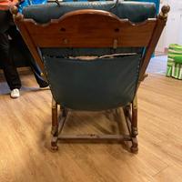 Poltrona stile marina legno e pelle vintage