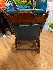Poltrona stile marina legno e pelle vintage
