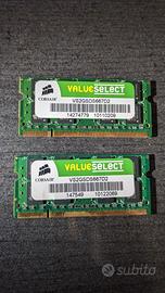 Coppia RAM Corsair 4GB (2x2GB) DDR2 667MHz SO-DIMM