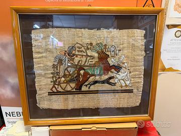 Vintage su Papyrus di Re Tut che Caccia Struzzi