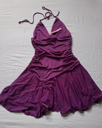 abito ragazza in lycra scollato viola/fucsia 