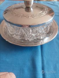 Centro tavola vintage  vetro e acciaio inox 18/10