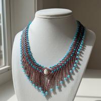 Collana Frange Cristallo Perla di fiume Boho chic