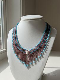 Collana Frange Cristallo Perla di fiume Boho chic