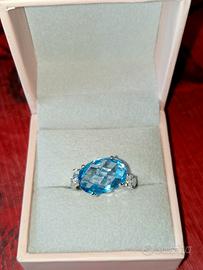 anello arg.925 cubic zirconia azzurra 