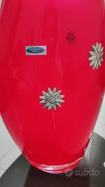 Vaso decorativo moderno rosso in vetro