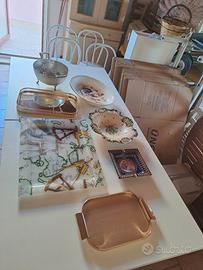 Set di vassoi + antico colapasta in alluminio