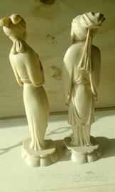 Coppia di Antiche statuette di bianco di Cina