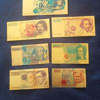 LIRE 7 PEZZI IN LAMINA D'ORO COLORATA