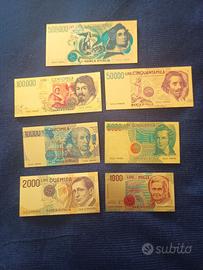 LIRE 7 PEZZI IN LAMINA D'ORO COLORATA