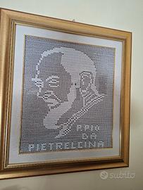 Quadro Padre Pio ricamato a mano