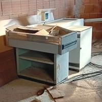 Banco cassa con rullo scorrevole