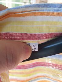 Camicia lino estiva a righe multicolore