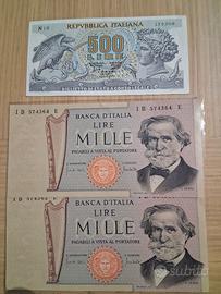 Banconote italiane consecutive