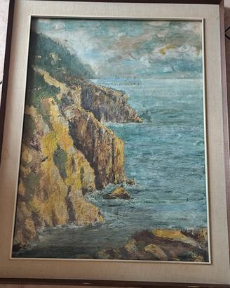 Vecchio quadro olio su tela scogliera Caselli 