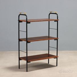 Libreria vintage anni '60 in metallo e legno