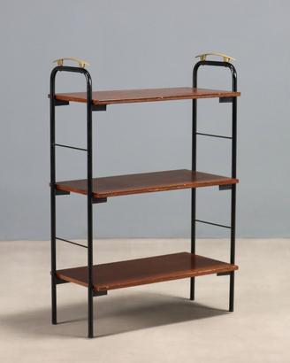 Libreria vintage anni '60 in metallo e legno