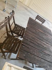 Tavolo giardino legno pieghevole piu sei sgabelli