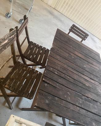 Tavolo giardino legno pieghevole piu sei sgabelli