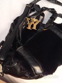 borsetta a tracollo in pelle con camosciato