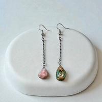 Orecchini pendenti in quarzo rosa e unakite
