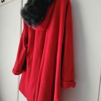 Cappotto Mantella Cashmere Lana Rosso Pelliccia