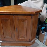 Mobile angolare in legno massello tinta noce