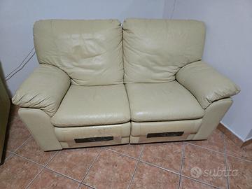 Divano relax 2 posti in pelle di bufalo - Avorio

