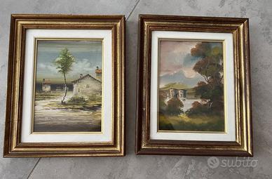 Quadri paesaggi autunnali con cornice in legno