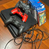 Playstation 4 slim+3 controller+8 giochi+cavi