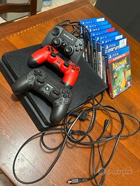 Playstation 4 slim+3 controller+8 giochi+cavi