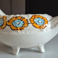 Antico vaso decorativo fiori arancio e blu