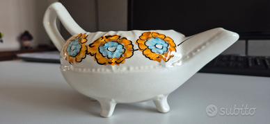 Antico vaso decorativo fiori arancio e blu