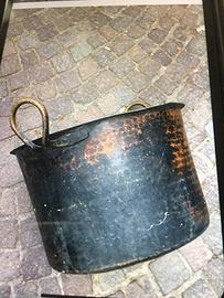 Pentola / calderone in rame stagnata antica